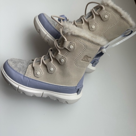 Sorel Kids Explorer Cream and Lavender Winter Boots - Picture 3 of 7